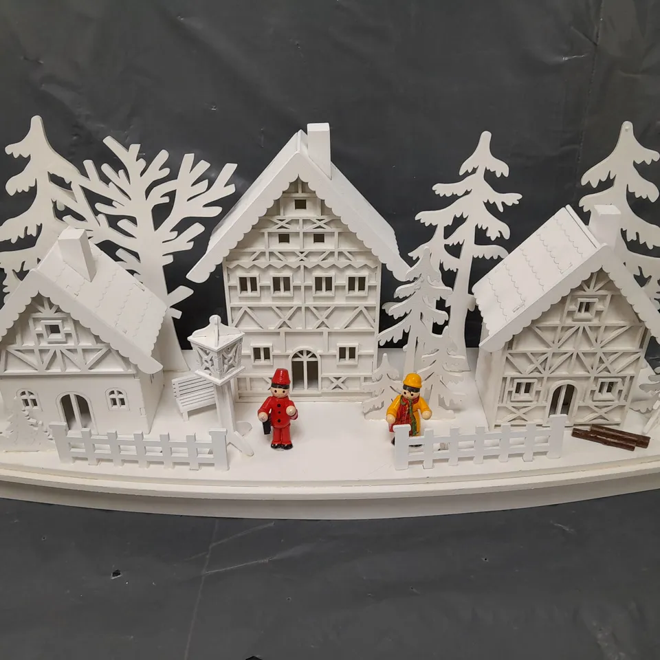 CHRISTMAS WHITE WOOD LIT VILLAGE SCENE RRP £34.99