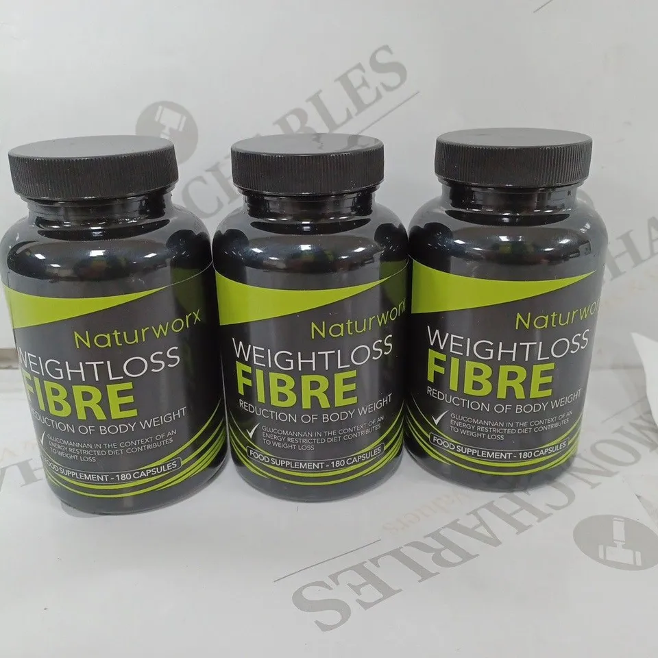 NATURWORX WEIGHTLOSS FIBRE FOOD SUPPLEMENT CAPSULES - 3 X 180 CAPSULES 