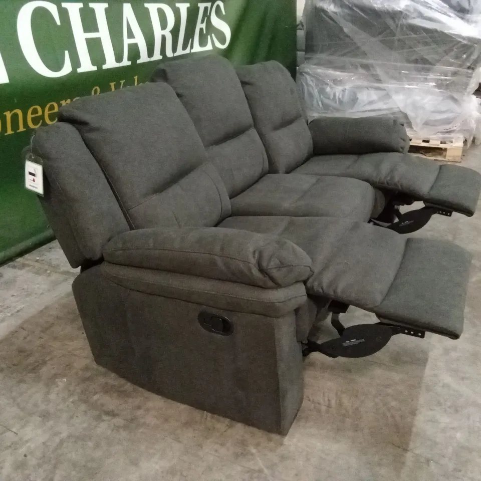 ALBION FABRIC 3 SEATER HIGH BACK MANUAL RECLINER SOFA - CHARCOAL RRP £749