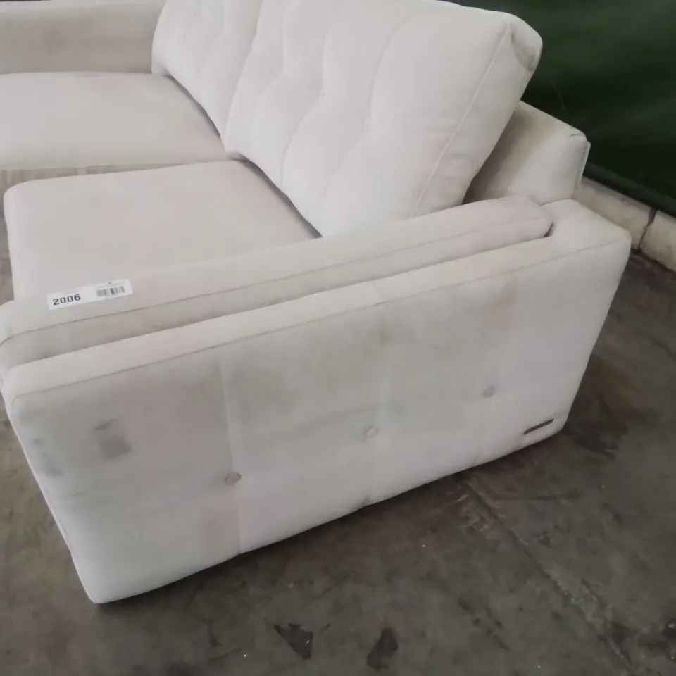 QUALITY BRITISH DESIGNER LOUNGE Co. THREE SEATER SOFA NATURAL PLUSH FABRIC 