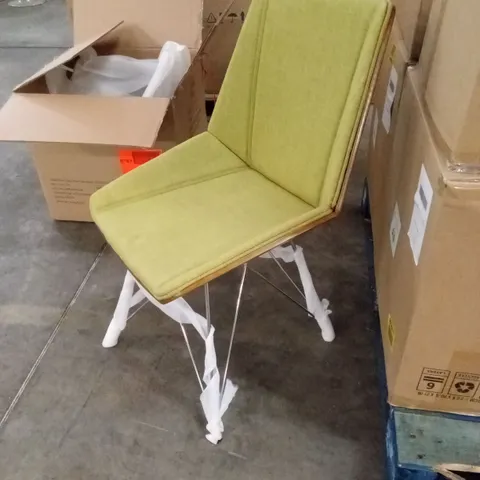 BOXED ARMEN LIVING PANDORA CHAIR - GREEN FABRIC/WALNUT WOOD/CHROME BASE (1 BOX)