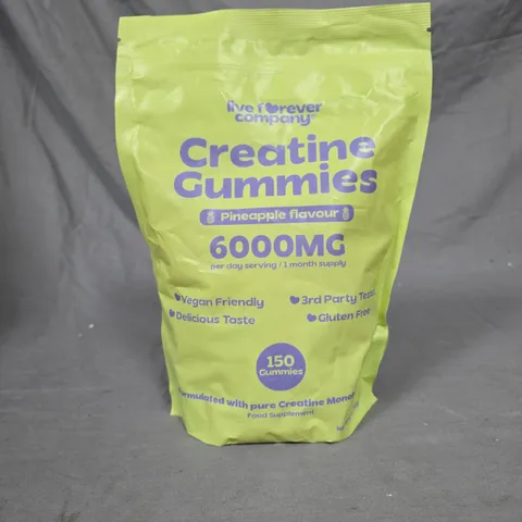 LIVE FOREVER COMPANY CREATINE GUMMIES 6000MG IN PINEAPPLE - 150 GUMMIES