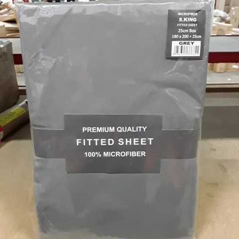 ANGELIZA MICROFIBRE BRUSHED FITTED BED SHEET - GREY // SIZE: SUPER KING 