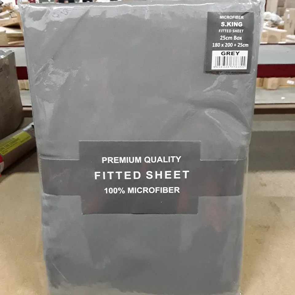 ANGELIZA MICROFIBRE BRUSHED FITTED BED SHEET - GREY // SIZE: SUPER KING 