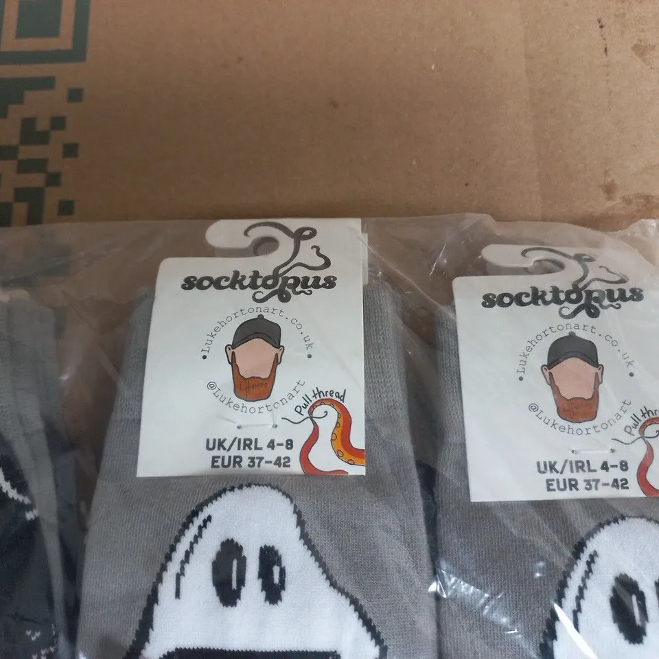 LUKE HORTON X SOCKTOPUS – GHOST DESIGN, 6 PACK, UK 4-8 (EUR 37-42)