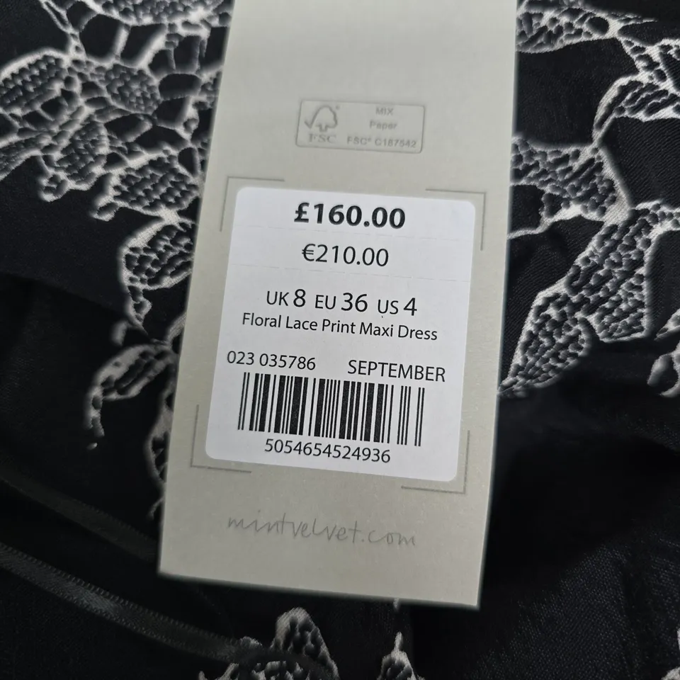 MINT VELVET FLORAL LACE PRINT MAXI DRESS – UK8 (EU 36, US 4)