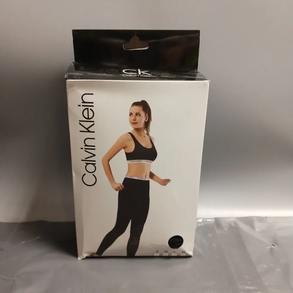 BOXED CALVIN KLEIN LADIES CROP TOP AND LEGGINGS SET BLACK SIZE M