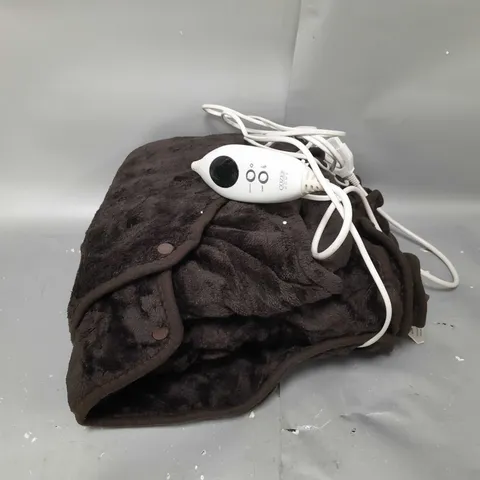 BOXED COZEE HOME HEATED TV BLANKET IN CHOCOLATE