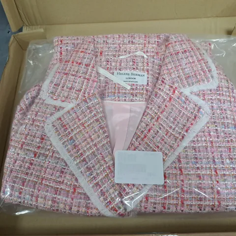 HELENE BERMAN EDGE TO EDGE JACKET PINK TWEED SIZE 14