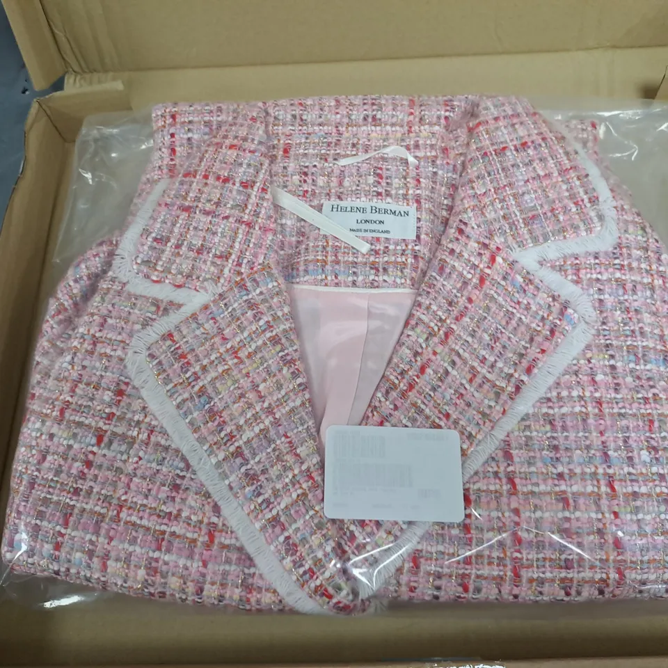 HELENE BERMAN EDGE TO EDGE JACKET PINK TWEED SIZE 14