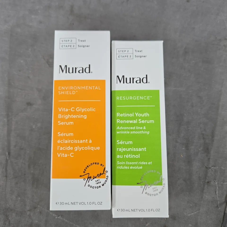 MURAD VITA-C GLYCOLIC BRIGHTENING SERUM & MURAD RETINOL YOUTH RENEWAL SERUM – 2 X 30 ML, BOXED