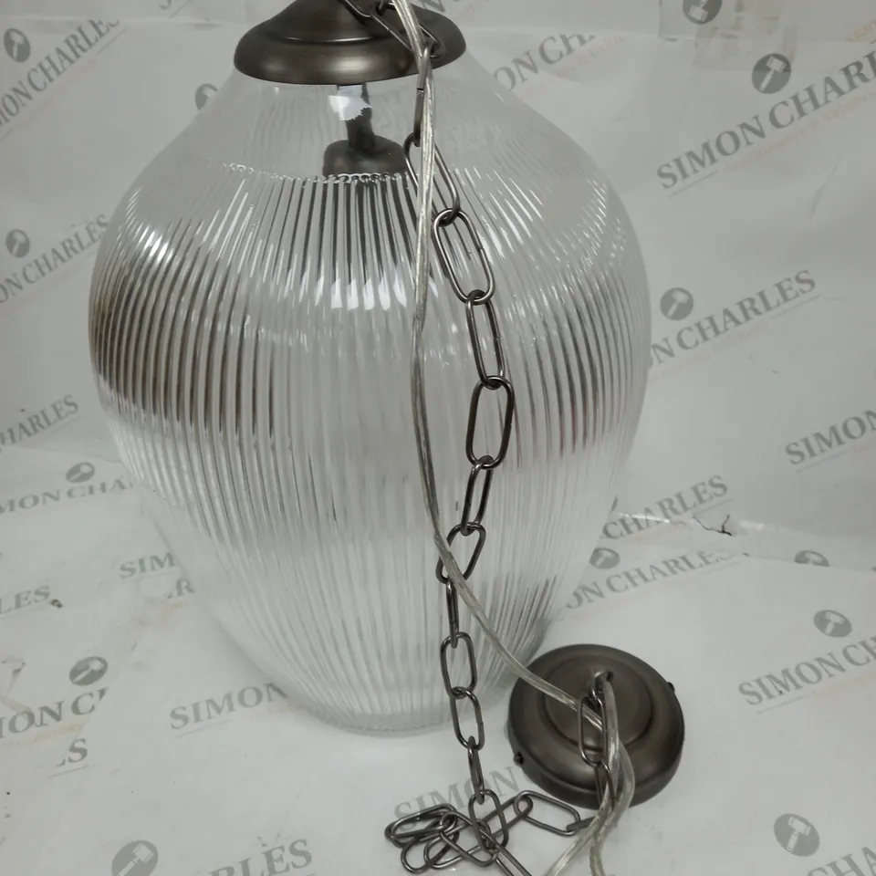 FILBROOK GLASS PENDANT LIGHT IN GLASS/PEWTER FINISH