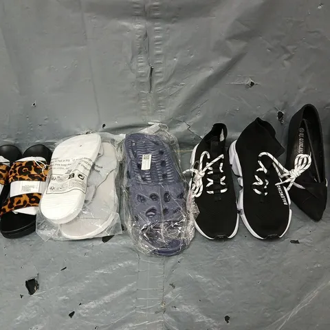 BOX OF APPROXIMATELY 15 PAIRS OF ASSORTED SHOES IN VARIOUS STYLES, COLOURS AND SIZES