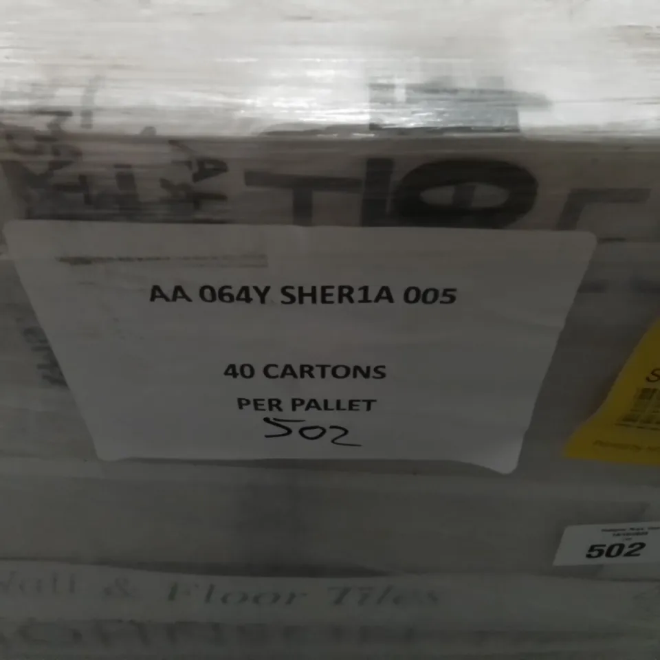 PALLET TO CONTAIN APPROXIMATELY 40 X PACKS OF JOHNSON SHERWOOD HAZE GLAZED WALL & FLOOR TILES - 5 TILES PER PACK // TILE SIZE: 597 X 297 X 10MM