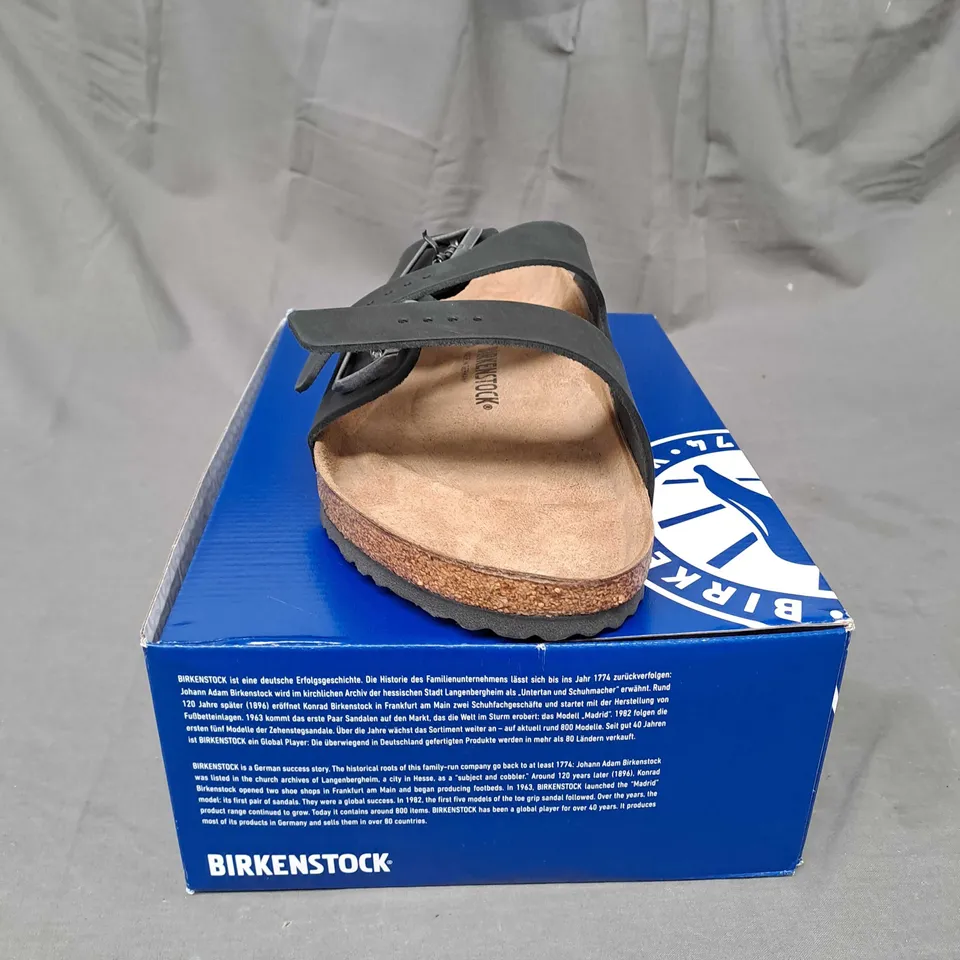 BOXED BIRKENSTOCK ARIZONA LEATHER REGULAR SANDALS BLACK SIZE 12