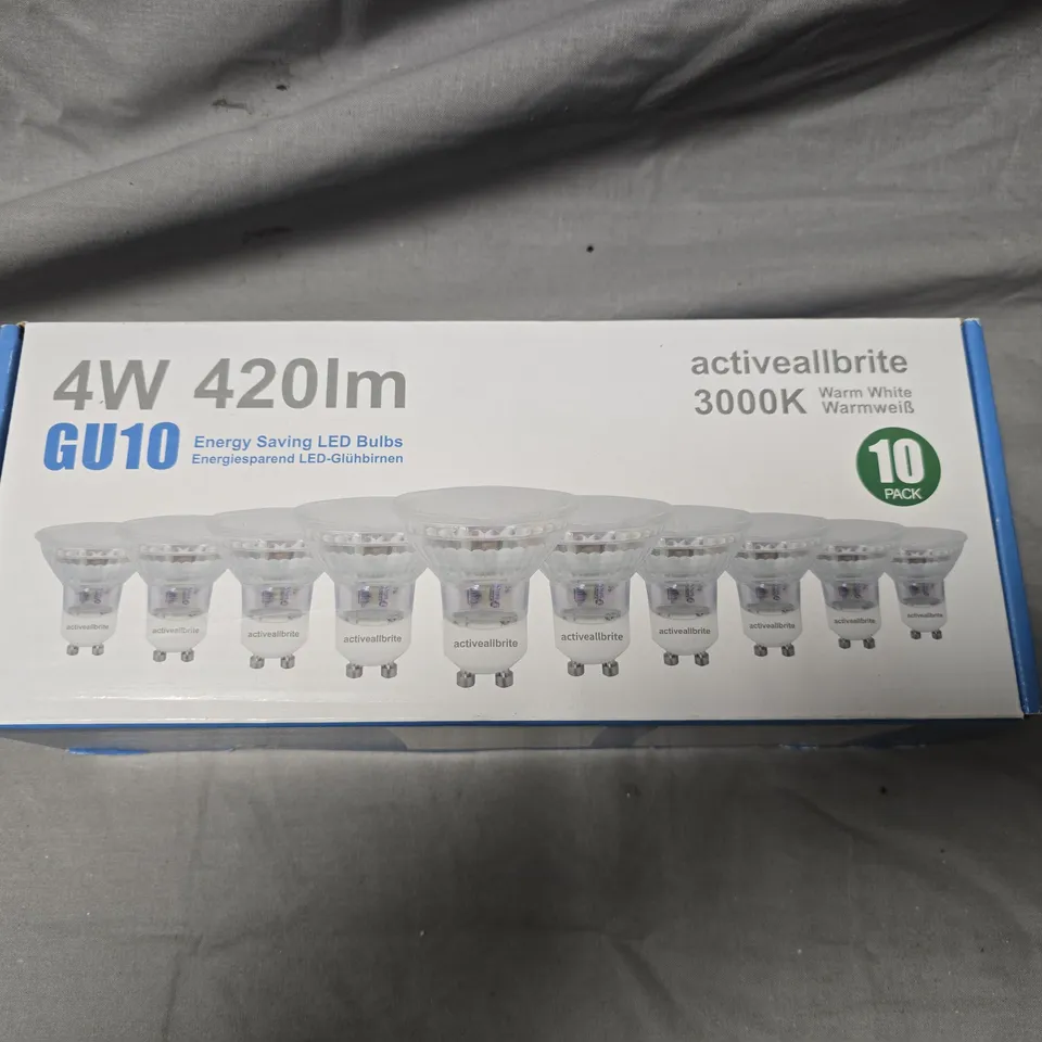 SEALED ACTIVEALLBRITE 3000K GU10 LED BULBS - 10 PACK 