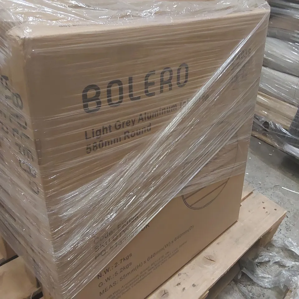 PALLET CONTAINING A VERY LARGE QUANTITY OF BRAND NEW BOLERO ALUMINIUM TABLE TOPS