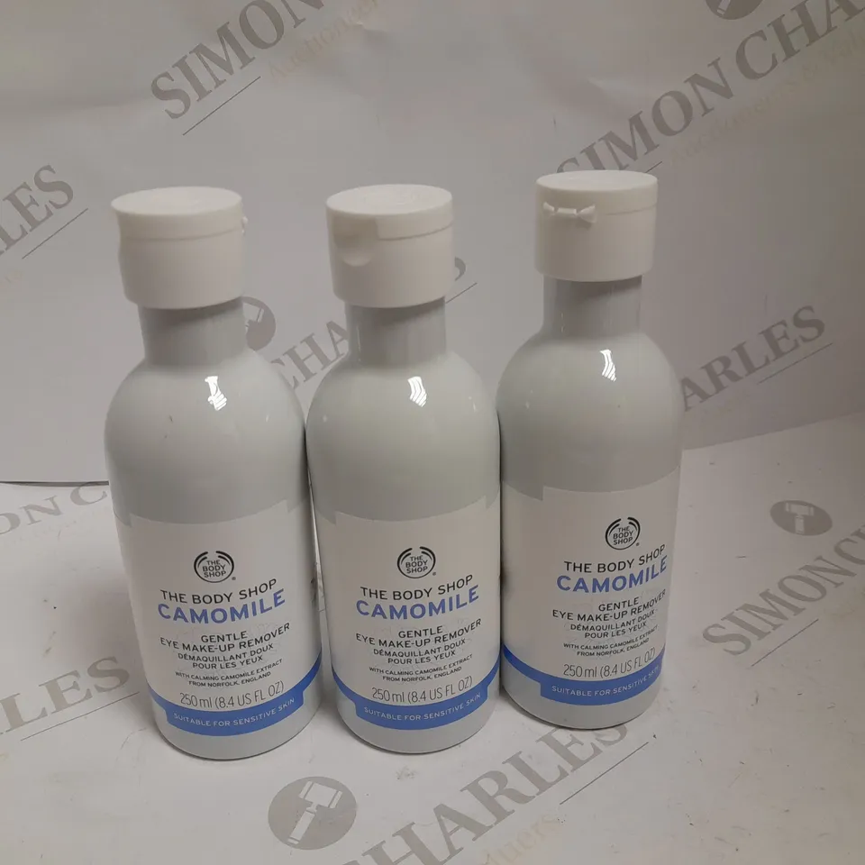 BOX OF 3 THE BODY SHOP CAMOMILE GENTLE EYE MAKE-UP REMOVER - 250ML	