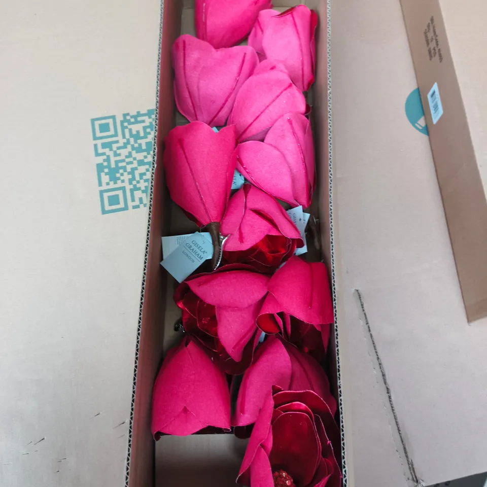 GISELA GRAHAM LONDON PINK FELT TULIP FLOWER DECORATION WITH CLIP – BOX OF 12PCS