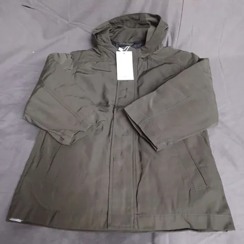 MNG KIDS HOODED ANORAK JACKET IN DARK OLIVE SIZE 6