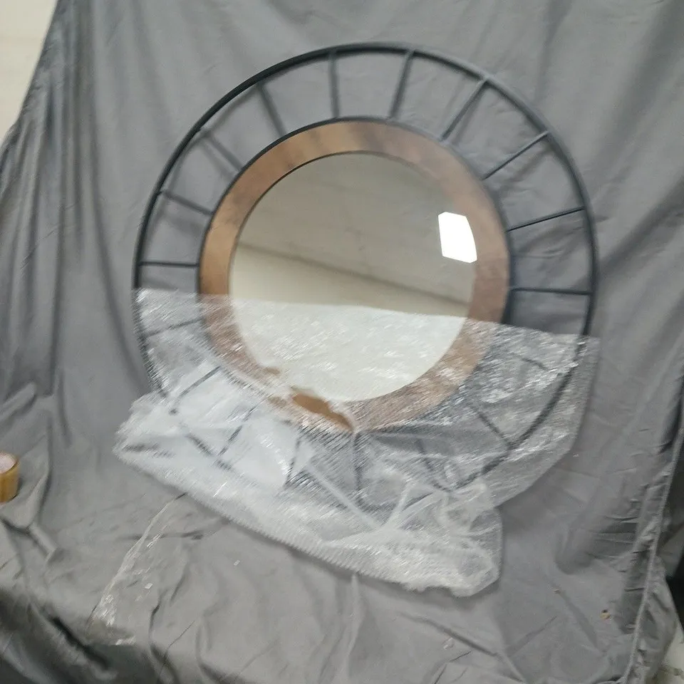 BLACK WIRE EDGE MIRROR WITH WOODEN INNER FRAME, 80 CM – COLLECTION ONLY