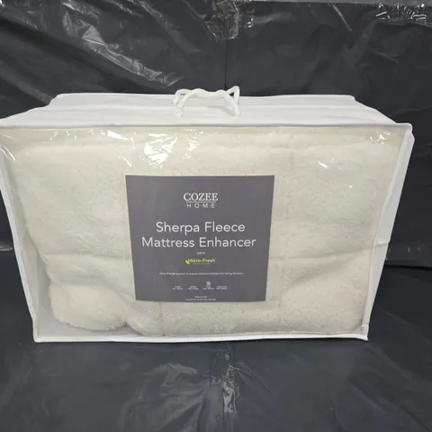 COZEE HOME SHERPA FLEECE MATTRESS ENHANCER IN WHITE - KING