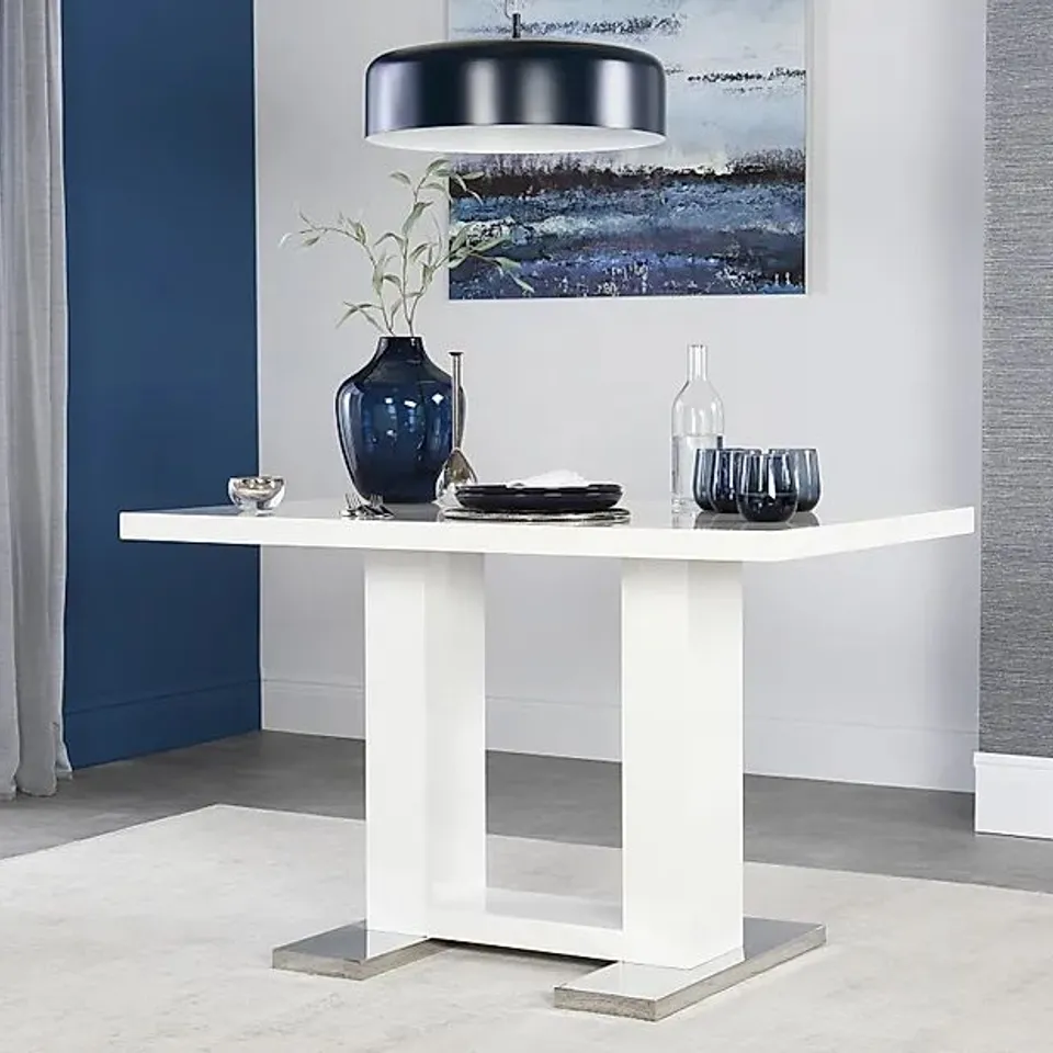 BOXED JOULE WHITE HIGH GLOSS 120CM DINING TABLE (2 boxes)