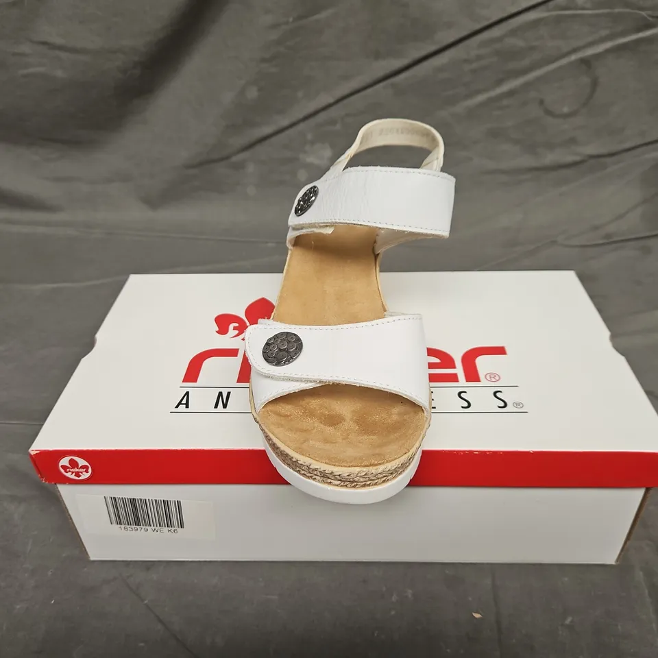 BOXED PAIR OF WOMENS RIEKER STRAP WEDGE SANDALS - UK SIZE 39