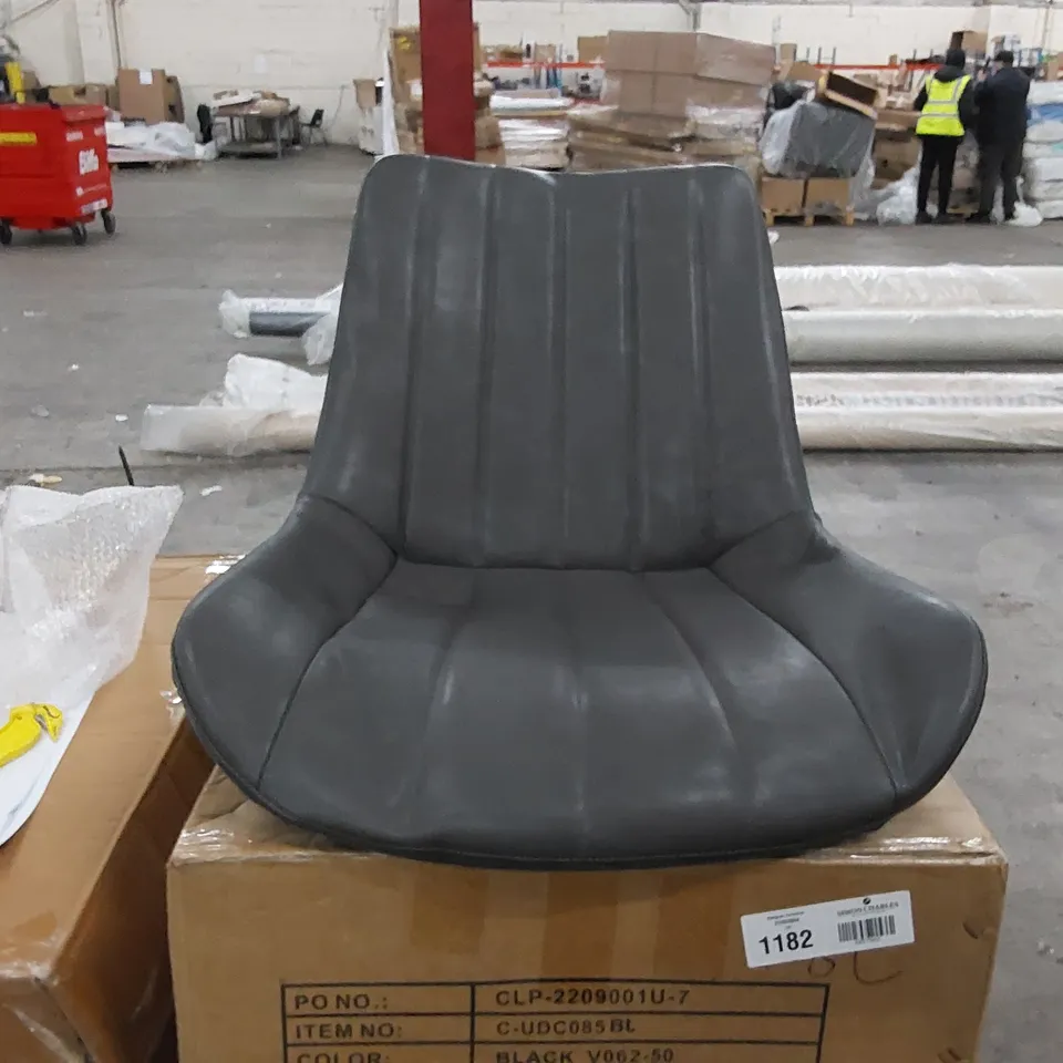 BOXED DESIGNER CLIPOP FAUX LEATHER DARK GREY DINING CHAIRS SET OF 2 (1 BOX)