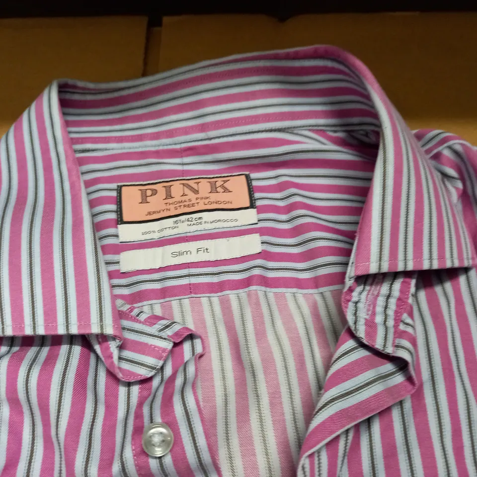 THOMAS PINK LONG SLEEVE SLIM FIT SHIRT - 15.5/42CM