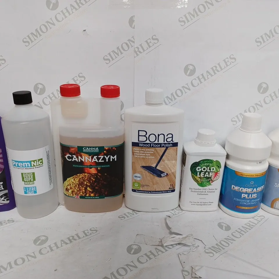 BOX OF APPROX 12 ASSORTED ITEMS TO INCLUDE - CILLIT BANG UNBLOCKER GEL - CANNA CANNAZYM - PREMNIC NICOTINE ECT - COLLECTION ONLY