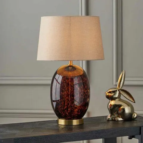 BOXED PACIFIC LUCIEN TORTOISESHELL GLASS TALL TABLE LAMP