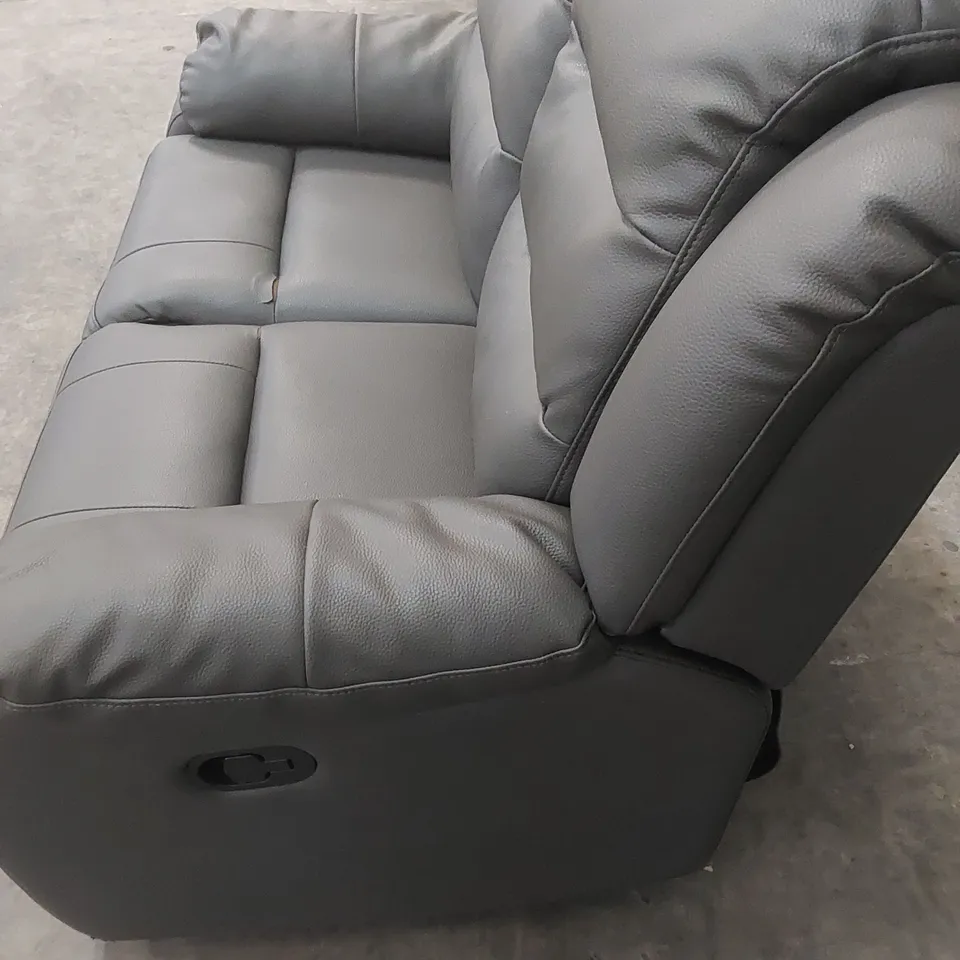 DESIGNER 2 SEATER LEATHER UPHOLSTERED MANUAL RECLINER SOFA