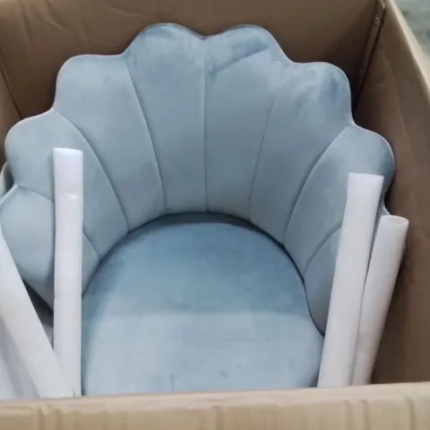 BOXED LIGHT BLUE CRUSHED VELVET SHELL BACKNSIDE/DINING CHAI