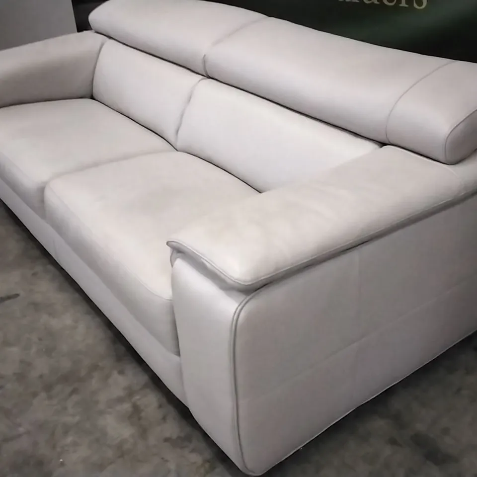 QUALITY ITALIAN DESIGNER MELO LARGE SOFA WHITE GREY LEATHER