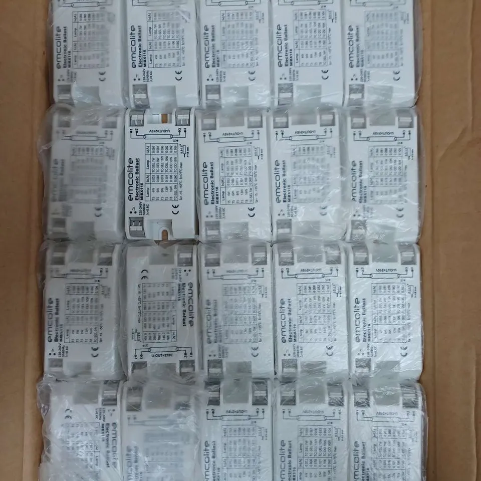 APPROXIMATELY 80 EMCOLITE MIBX116 ELECTRONIC BALLASTS