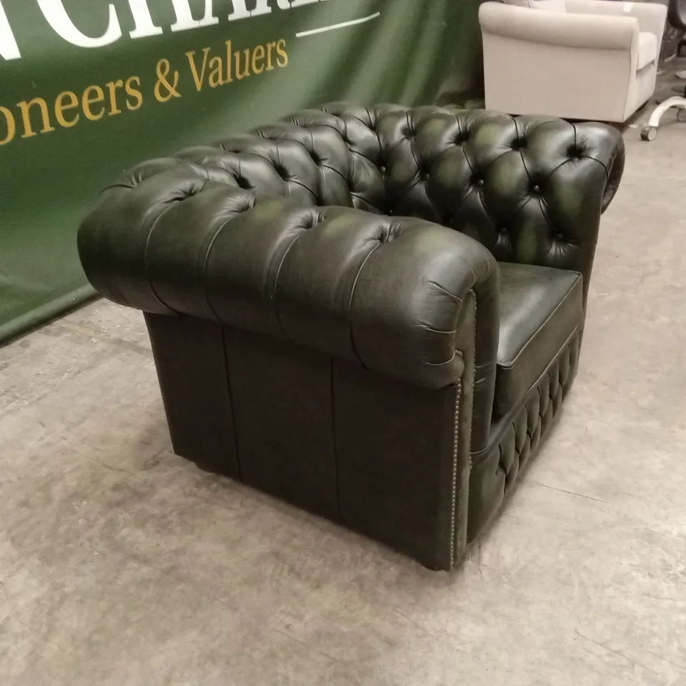 CHESTERFIELD LEATHER CLUB ARMCHAIR - VINTAGE GREEN