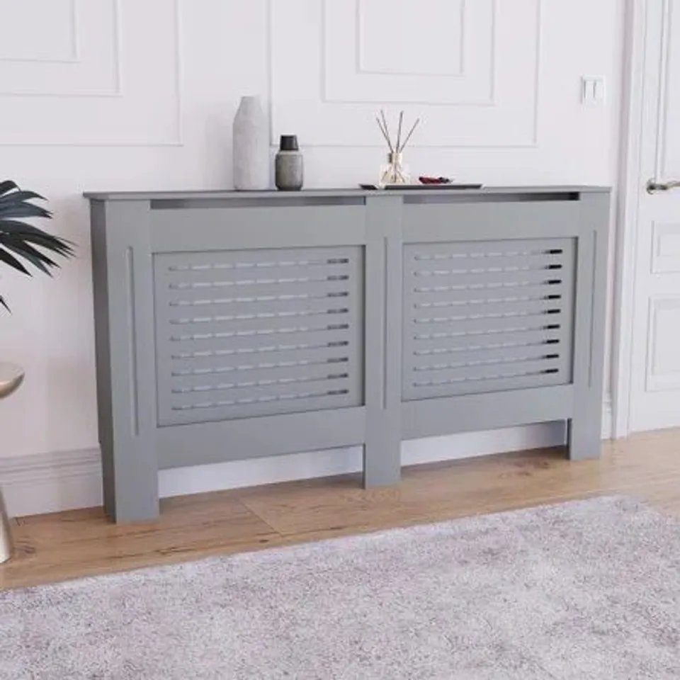 BOXED RESSIE RADIATOR COVER - GREY, W152 X D19 X H82 CM (APPROX) (1 BOX)