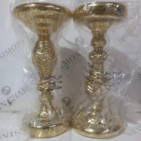 BOXED ALISON CORK PRE-LIT SET OF 2 MERCURY GLASS CANDLE HOLDERS