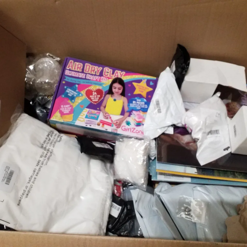 PALLET OF 6 BOXES CONTAINING ASSORTED PRODUCTS INCLUDING TOILET BRUSH, 2024 CALENDARS, MAKEUP STORAGE BOX, AIR DRY CLAY CRAFT KIT, TEMPERED GLASS SCREEN PROTECTOR