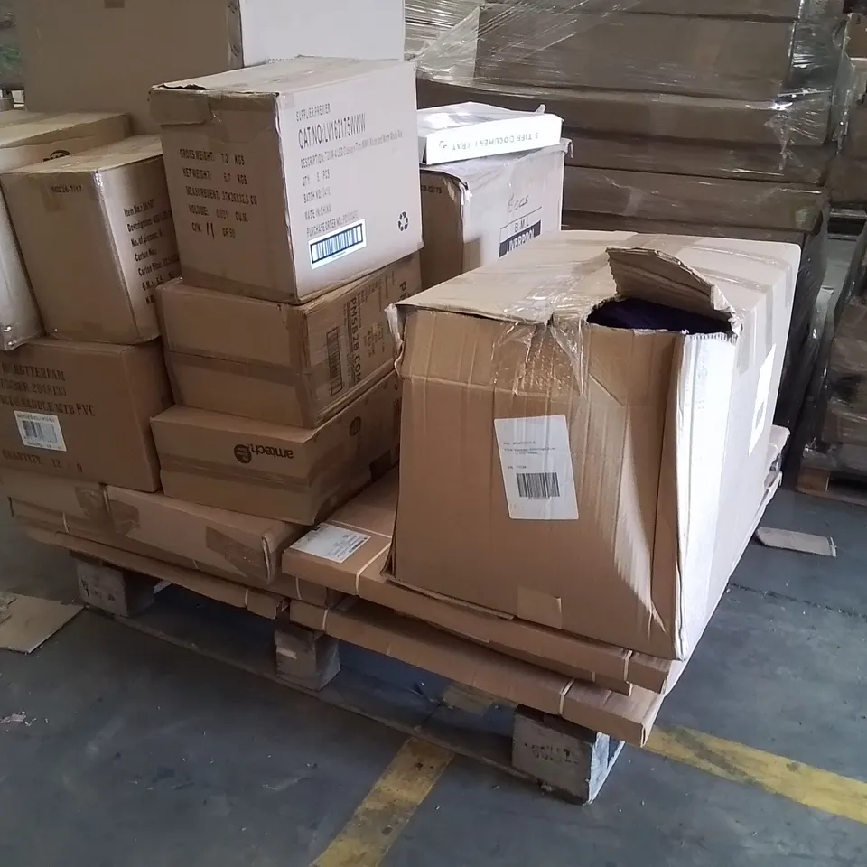 PALLET OF ASSORTED HOUSEHOLD GOODS AND PRODUCTS TO INCLUDE;STRING LIGHTS,BAUBLE HOOKS,DUVET,DOCUMENT TRAY