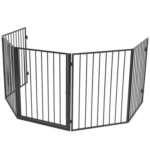 BOXED PET FIREPLACE FENCE STEEL BLACK