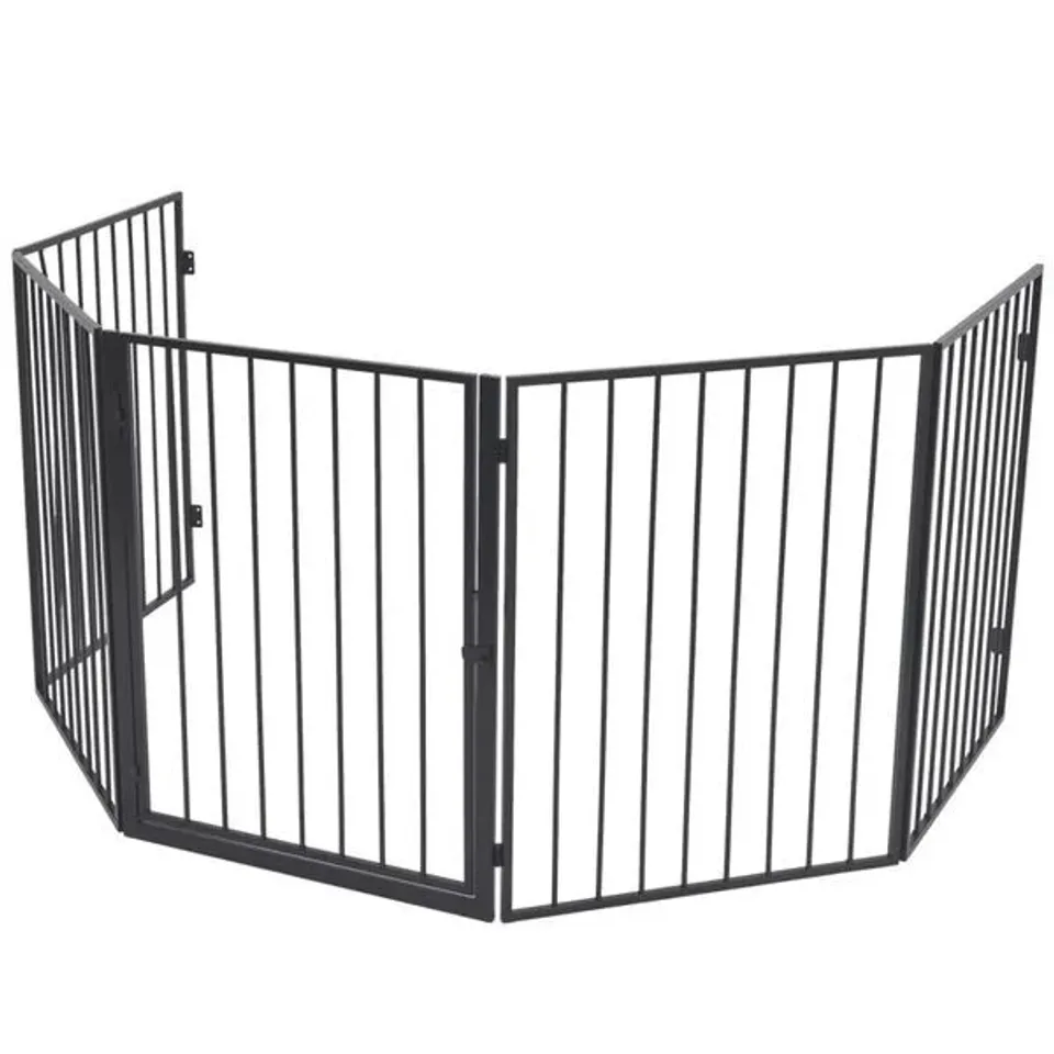 BOXED PET FIREPLACE FENCE STEEL BLACK