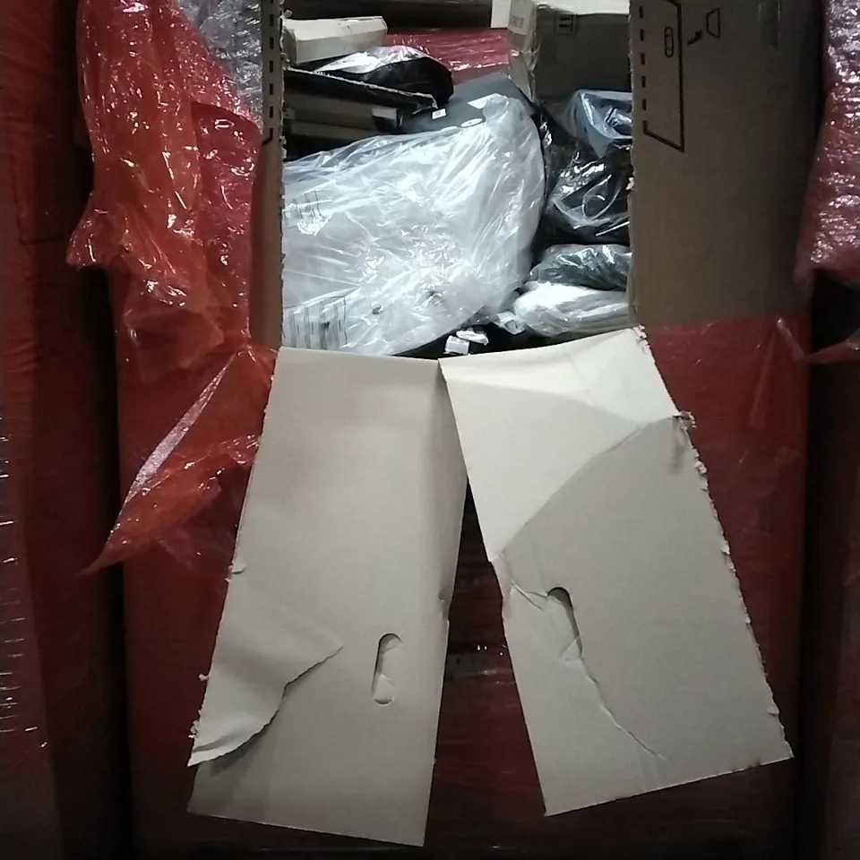 PALLET OF HOUSEHOLD ITEMS TO INCLUDE PILATES TRAINING KIT, FOLDABLE PLAY MAT, SEAT CUSHION FOR PRESSURE MANAGEMENT,  GIGI BUILDING BLOCKS AND OTHER ASSORTED ITEMS...