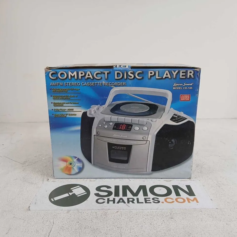 COMPACT DISC PLAYER LENOXX SOUND CD-105 AM/FM CASSETTE RECORDER BOXED