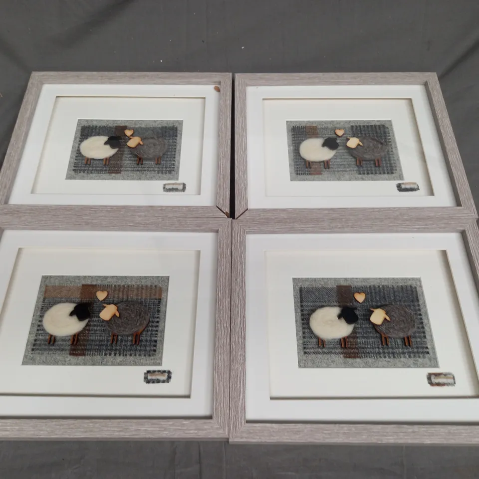 LOT OF 4 SHEEP THEMED WOODEN WALL ARTS