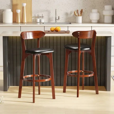 BOXED BAR STOOL SET OF 2 77cm SEAT HEIGHT BARSTOOLS W/ CURVED BACKREST (1 BOX)