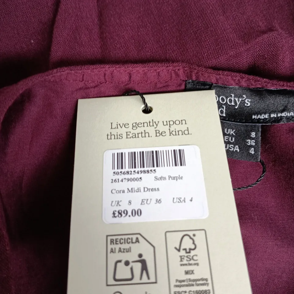 NOBODY'S CHILD CORA MIDI DRESS – UK 8 – SOFT PURPLE
