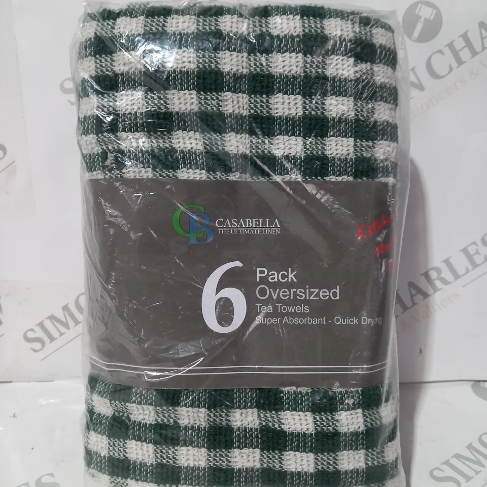 CASABELLA 6 PACK OF OVERSIZED TEA TOWELS