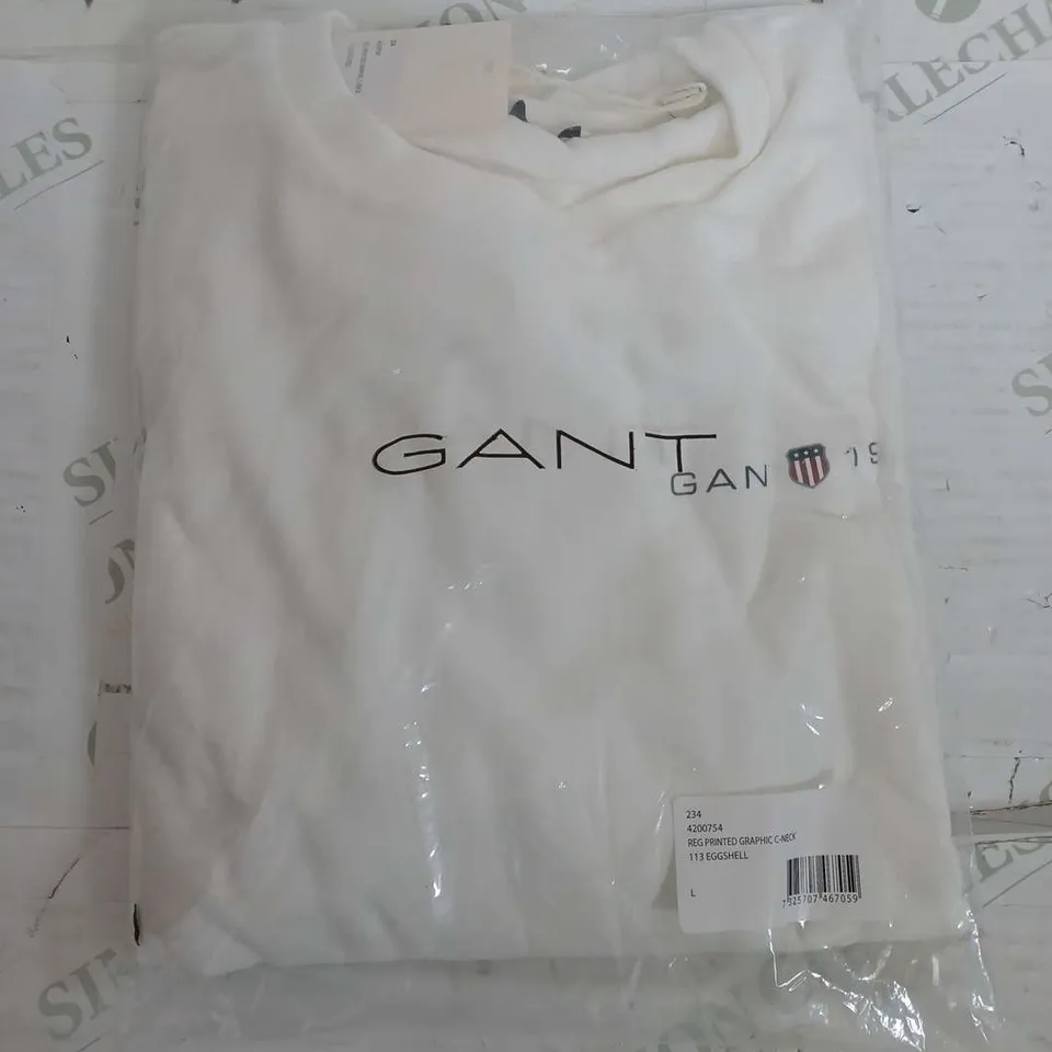 SEALED GANT REGULAR PRINTED GRAPHIC CREW NECK IN WHITE - LARGE